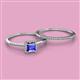 2 - Junia 5.50 mm Princess Cut Tanzanite and Round Diamond Bridal Set Ring 