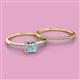 2 - Junia 5.50 mm Princess Cut Aquamarine and Round Diamond Bridal Set Ring 