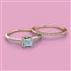2 - Junia 5.50 mm Princess Cut Aquamarine and Round Diamond Bridal Set Ring 