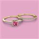 2 - Junia 5.50 mm Princess Cut Pink Tourmaline and Round Diamond Bridal Set Ring 