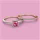 2 - Junia 5.50 mm Princess Cut Pink Tourmaline and Round Diamond Bridal Set Ring 