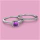 2 - Junia 5.50 mm Princess Cut Amethyst and Round Diamond Bridal Set Ring 