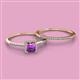 2 - Junia 5.50 mm Princess Cut Amethyst and Round Diamond Bridal Set Ring 