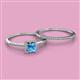 2 - Junia 5.50 mm Princess Cut Blue Topaz and Round Diamond Bridal Set Ring 