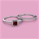 2 - Junia 5.50 mm Princess Cut Red Garnet and Round Diamond Bridal Set Ring 