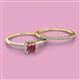 2 - Junia 5.50 mm Princess Cut Rhodolite Garnet and Round Diamond Bridal Set Ring 