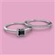 2 - Junia 5.50 mm Princess Cut Black Diamond and Round Diamond Bridal Set Ring 