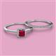2 - Junia 5.50 mm Princess Cut Lab Created Ruby and Round Diamond Bridal Set Ring 