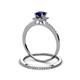 3 - Junia 5.50 mm Princess Cut Lab Created Blue Sapphire and Round Diamond Bridal Set Ring 