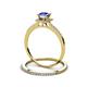 3 - Junia 5.50 mm Princess Cut Tanzanite and Round Diamond Bridal Set Ring 