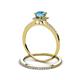 3 - Junia 5.50 mm Princess Cut Blue Topaz and Round Diamond Bridal Set Ring 