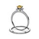3 - Junia 5.50 mm Princess Cut Citrine and Round Diamond Bridal Set Ring 