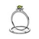 3 - Junia 5.50 mm Princess Cut Peridot and Round Diamond Bridal Set Ring 