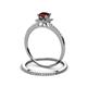 3 - Junia 5.50 mm Princess Cut Red Garnet and Round Diamond Bridal Set Ring 