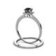 3 - Junia 5.50 mm Princess Cut Black Diamond and Round Diamond Bridal Set Ring 
