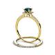 3 - Junia 5.50 mm Princess Cut London Blue Topaz and Round Diamond Bridal Set Ring 