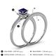 4 - Junia 5.50 mm Princess Cut Lab Created Blue Sapphire and Round Diamond Bridal Set Ring 