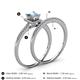 4 - Junia 5.50 mm Princess Cut Aquamarine and Round Diamond Bridal Set Ring 