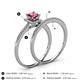 4 - Junia 5.50 mm Princess Cut Pink Tourmaline and Round Diamond Bridal Set Ring 
