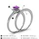 4 - Junia 5.50 mm Princess Cut Amethyst and Round Diamond Bridal Set Ring 