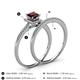 4 - Junia 5.50 mm Princess Cut Red Garnet and Round Diamond Bridal Set Ring 