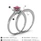 4 - Junia 5.50 mm Princess Cut Rhodolite Garnet and Round Diamond Bridal Set Ring 