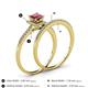 4 - Junia 5.50 mm Princess Cut Rhodolite Garnet and Round Diamond Bridal Set Ring 
