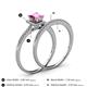 4 - Junia 5.50 mm Princess Cut Lab Created Pink Sapphire and Round Diamond Bridal Set Ring 