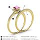 4 - Junia 5.50 mm Princess Cut Lab Created Pink Sapphire and Round Diamond Bridal Set Ring 