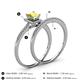4 - Junia 5.50 mm Princess Cut Lab Created Yellow Sapphire and Round Diamond Bridal Set Ring 