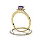 3 - Junia 5.50 mm Princess Cut Iolite and Round Diamond Bridal Set Ring 