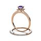 3 - Junia 5.50 mm Princess Cut Iolite and Round Diamond Bridal Set Ring 