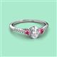 2 - Arista Classic Oval Cut Diamond and Round Pink Tourmaline Three Stone Engagement Ring 