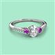 2 - Arista Classic Oval Cut Diamond and Round Amethyst Three Stone Engagement Ring 
