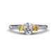 1 - Arista Classic Oval Cut Diamond and Round Citrine Three Stone Engagement Ring 