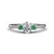 1 - Arista Classic Oval Cut Diamond and Round Emerald Three Stone Engagement Ring 