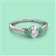 2 - Arista Classic Oval Cut Diamond and Round Emerald Three Stone Engagement Ring 