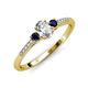 3 - Arista Classic Oval Cut Diamond and Round Blue Sapphire Three Stone Engagement Ring 