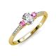 3 - Arista Classic Oval Cut Diamond and Round Pink Sapphire Three Stone Engagement Ring 