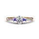 1 - Arista Classic Oval Cut Diamond and Round Tanzanite Three Stone Engagement Ring 