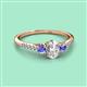 2 - Arista Classic Oval Cut Diamond and Round Tanzanite Three Stone Engagement Ring 
