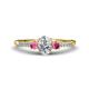 1 - Arista Classic Oval Cut Diamond and Round Pink Tourmaline Three Stone Engagement Ring 