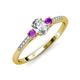 3 - Arista Classic Oval Cut Diamond and Round Amethyst Three Stone Engagement Ring 