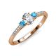 3 - Arista Classic Oval Cut Diamond and Round Blue Topaz Three Stone Engagement Ring 
