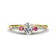 1 - Arista Classic Oval Cut Diamond and Round Rhodolite Garnet Three Stone Engagement Ring 