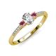 3 - Arista Classic Oval Cut Diamond and Round Rhodolite Garnet Three Stone Engagement Ring 