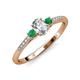 3 - Arista Classic Oval Cut Diamond and Round Emerald Three Stone Engagement Ring 