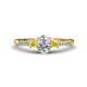 1 - Arista Classic Oval Cut Diamond and Round Yellow Sapphire Three Stone Engagement Ring 
