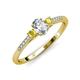 3 - Arista Classic Oval Cut Diamond and Round Yellow Sapphire Three Stone Engagement Ring 