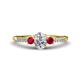 1 - Arista Classic Oval Cut Diamond and Round Ruby Three Stone Engagement Ring 